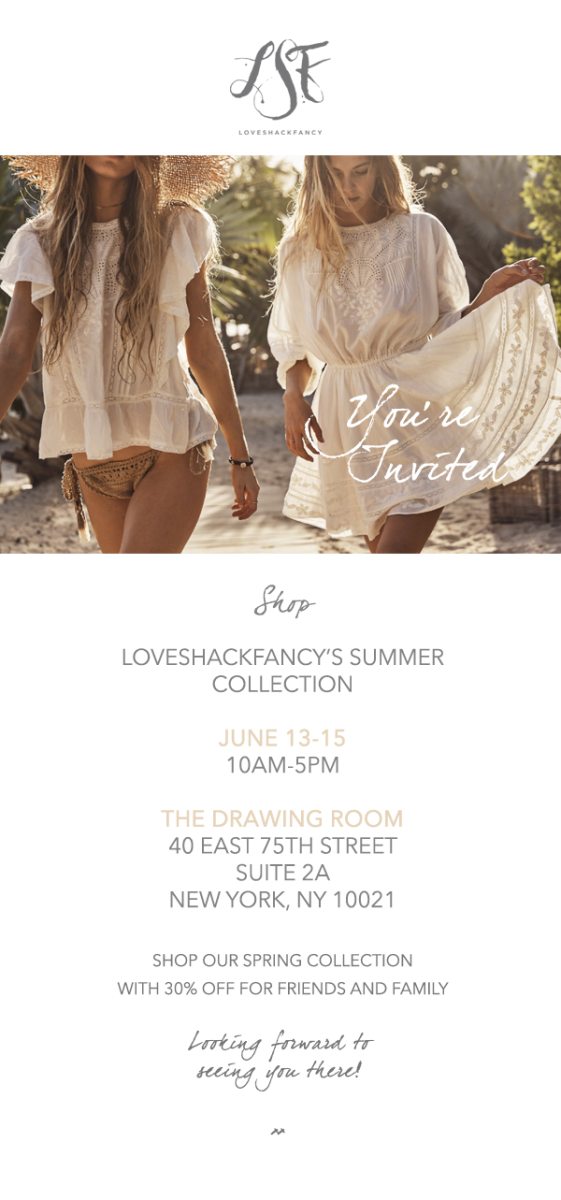 LOVESHACKFANCY Summer Pop-Up, June 13 – 15 @ The Drawing Room – New York, NY