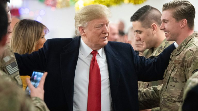 Donald and Melania Trump visit US troops in Iraq on Christmas trip