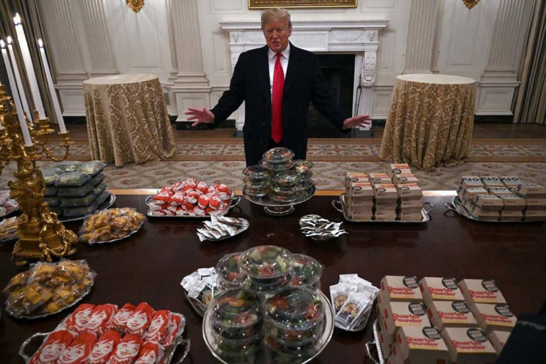 President Trump gets blasted for serving fast food to NFL college champions Clemson Tigers during White House visit (Video)