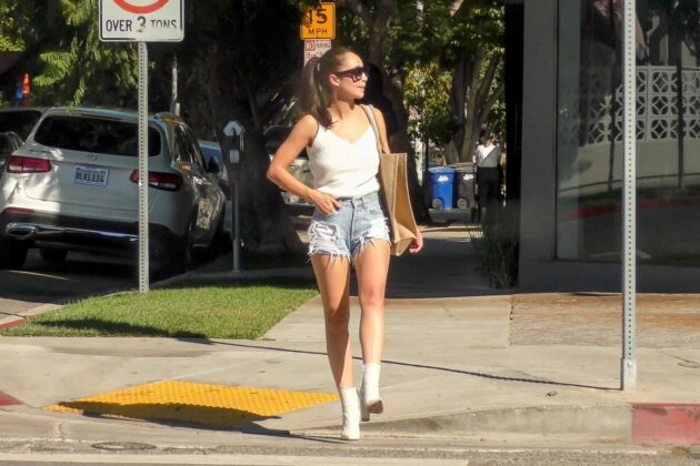 cara santana in denim shorts leaving a lunch in west hollywood 8