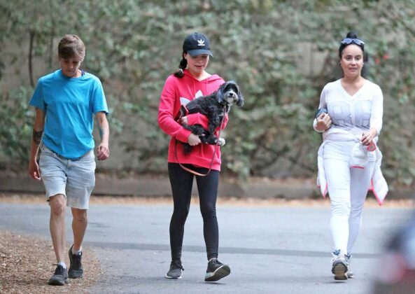 Miranda Cosgrove – Out with her dog Penelope in LA