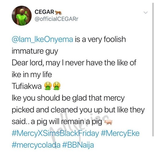 #BBNaija: Mercy’s Fans Slams Ike For Going Live With Tacha Mercy