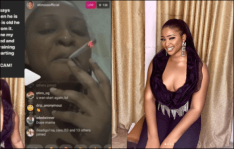 ”Bible Is A Scam!” – Actress Etinosa Says As She Uses The Bible As Ashtray While Smoking Indian Hemp (Video)