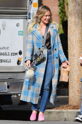 Hilary Duff in Long Coat – Out in Los Angeles