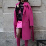 lily collins in pink on the set of emily in paris in paris 5