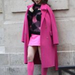 lily collins in pink on the set of emily in paris in paris 7