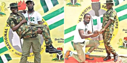 photos corp member proposes to female soldier at nysc camp in ebonyi state