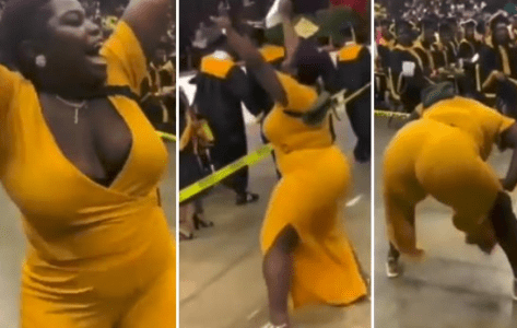 ”Please, Leave Me To Express My Joy” – Mother T.werks Hard At Son’s Graduation (Video)