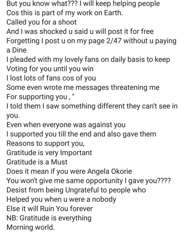 Angela Okorie Calls Out Tacha For Ignoring Her, Says She’s An Ungrateful Personality