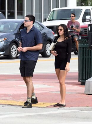 Lourdes Leon in Black Tight Shorts – Out in Miami