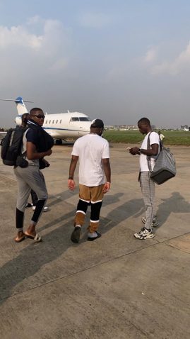 OBO Way!! Davido Repaints His ‘private Jet’ As He Returns To Lagos (Photos)