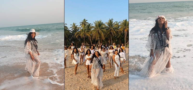 sandra ikeji gets a surprise all white bridal shower at the beach video