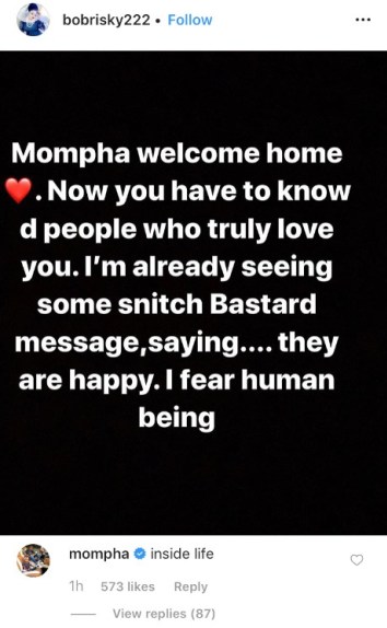 The Message Mompha Sent To Bobrisky After His Release From Prison (Photo)