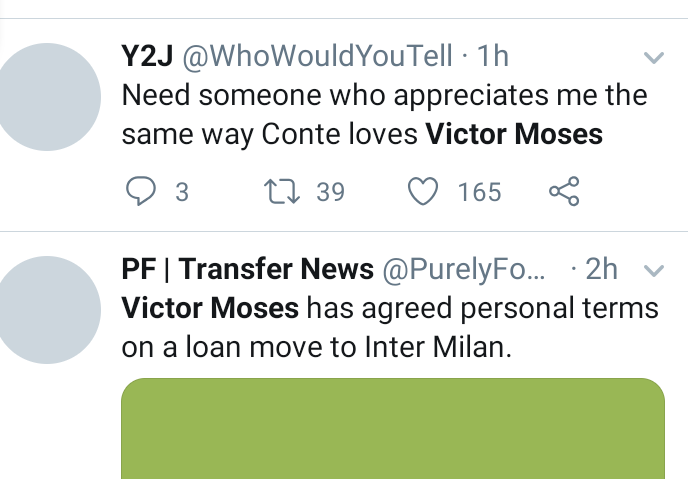 the internet reacts after inter milan agree terms with victor moses over loan move 1