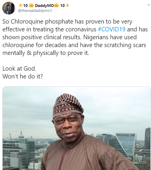Hilarious reactions from Nigerians as it's revealed that Chloroquine effectively inhibits coronavirus infection and spread