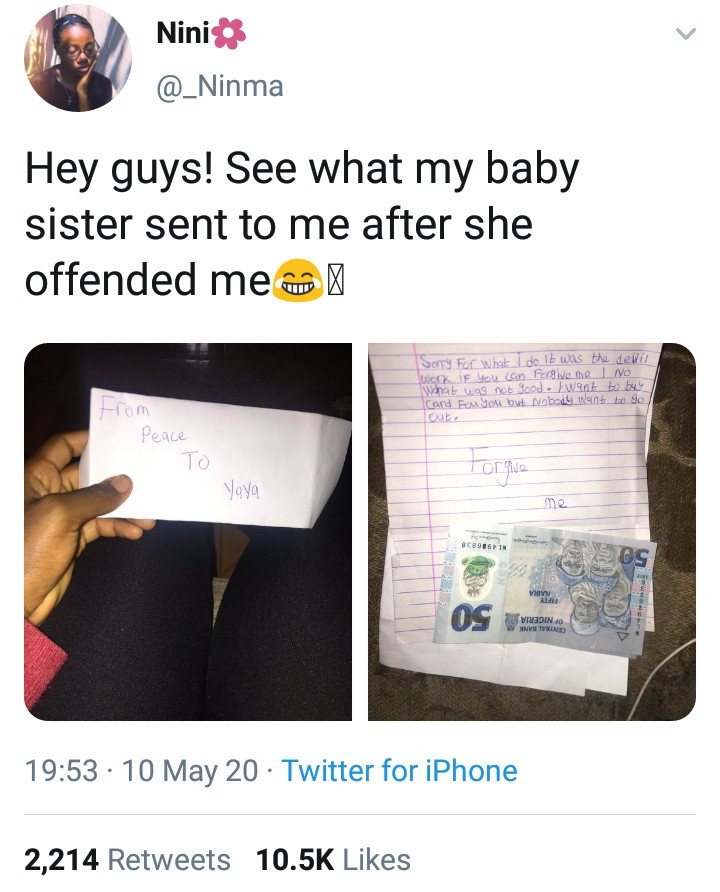 Woman shares message she received from her sister after she offended her so so funny and loving