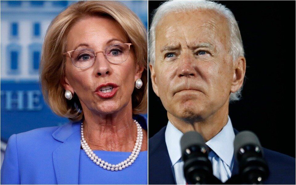 joe biden hammers betsy devos with a promise that has his supporters fired up 1