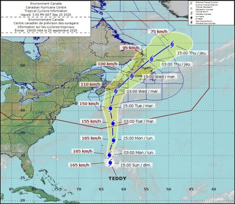 Teddy forecast to bring heavy rain, wind to parts of Atlantic Canada