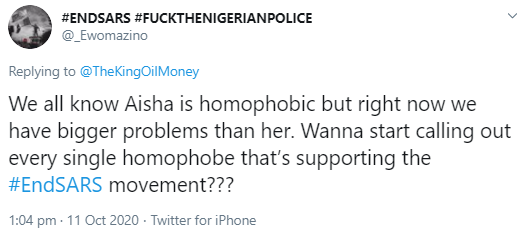 bisi alimi others call out aisha yesufu for being a homophobe as she is praised by others for bravely championing end sars protest 6