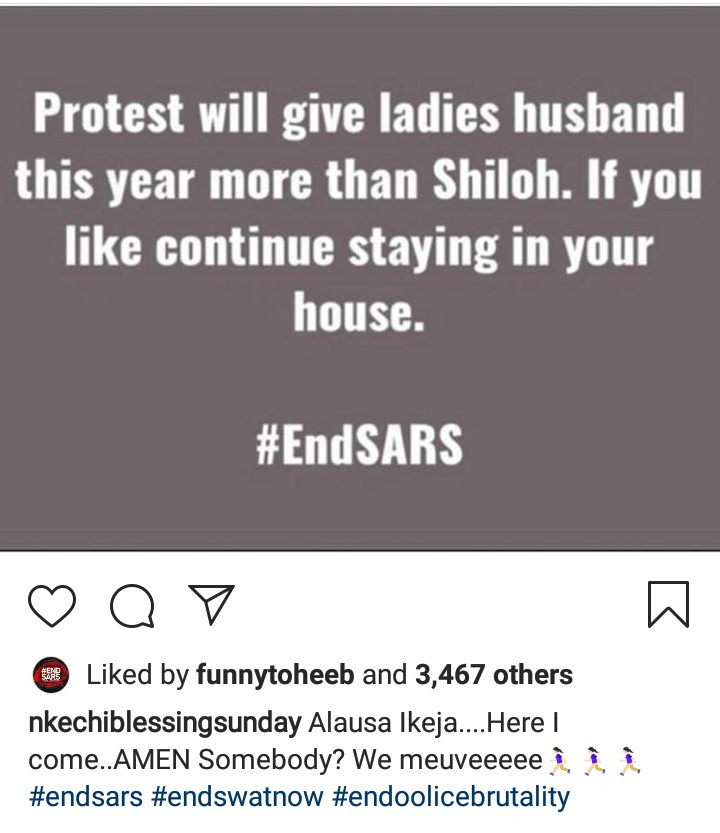 "End SARS protest will give ladies husband this year more than Shiloh" Nkechi Blessing Sunday says