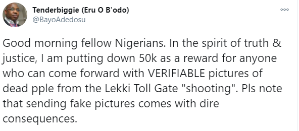 Canada-based Nigerian researcher raises N1.125million reward to anyone with evidence of casualties from the Lekki tollgate incident