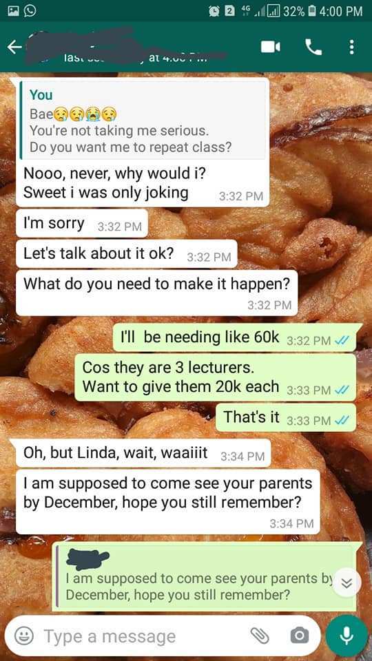man breaks up with his girlfriend a month to their introduction after she persistently asked him for money to sort lecturers in school 3