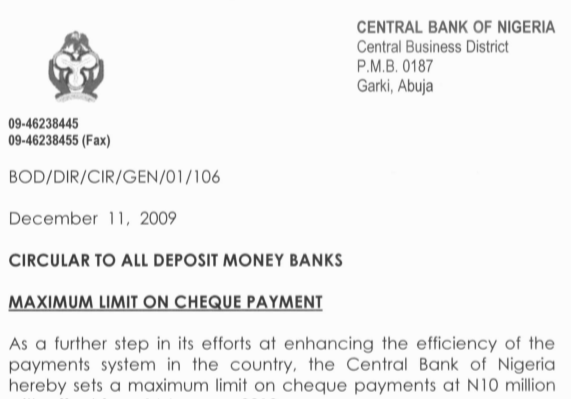 The Revised Nigeria Cheque Standard