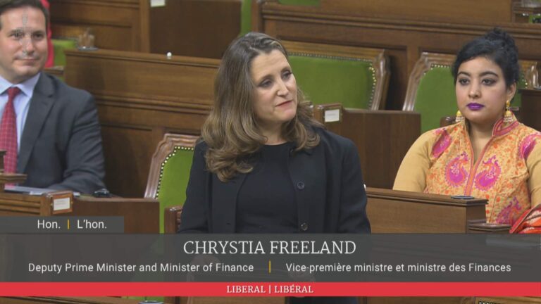 On the edge of a bleak pandemic winter, Freeland offers a vague plan for recovery