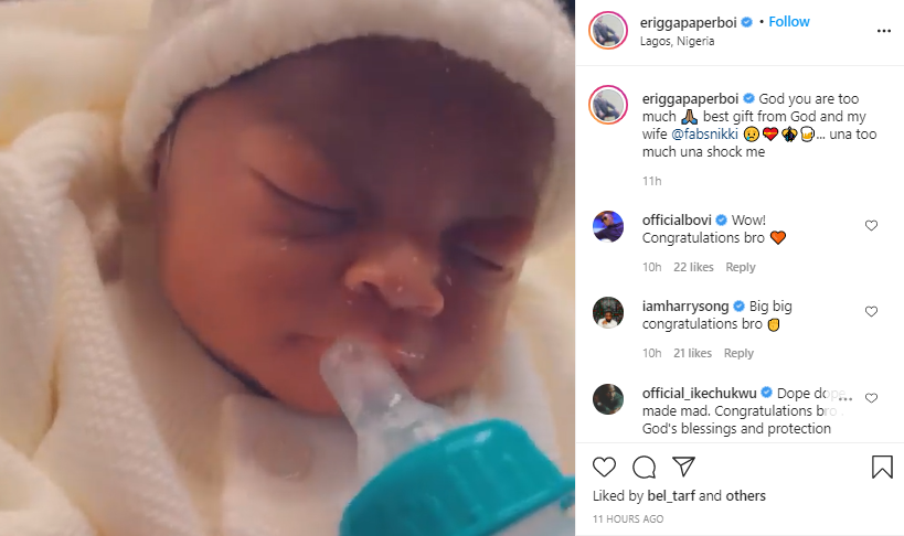 rapper erigga and wife welcome baby boy photo