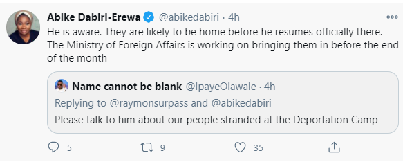 they are likely to be home before the end of the month abike dabiri serves update on nigerians detained in saudi arabia over expired visa 2