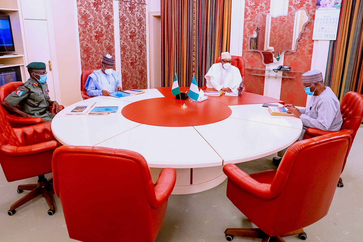 insecurity president buhari holds special consultation with defence minister and chief of defence staff 3
