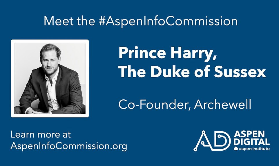 Prince Harry takes up another job at Aspen Institute as one of 14 'commissioners' who will 'fight against misinformation