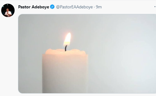 pastor adeboye shares photo of a burning candle as his son dare will be laid to rest today