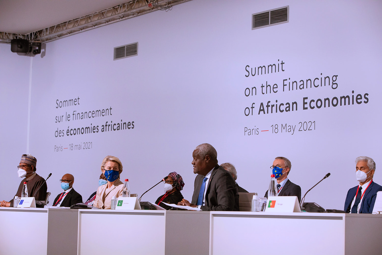President Buhari speaks at African Financial Summit in Paris, calls for debt restructuring and release of COVID19 vaccines to African nations (photos)