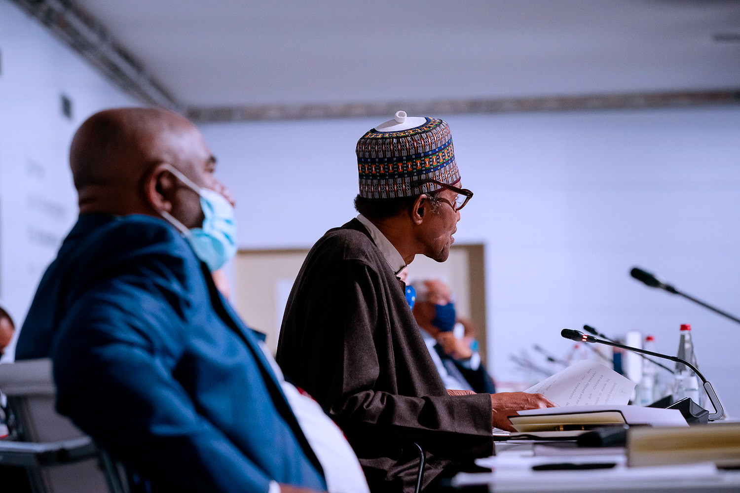 President Buhari speaks at African Financial Summit in Paris, calls for debt restructuring and release of COVID19 vaccines to African nations (photos)