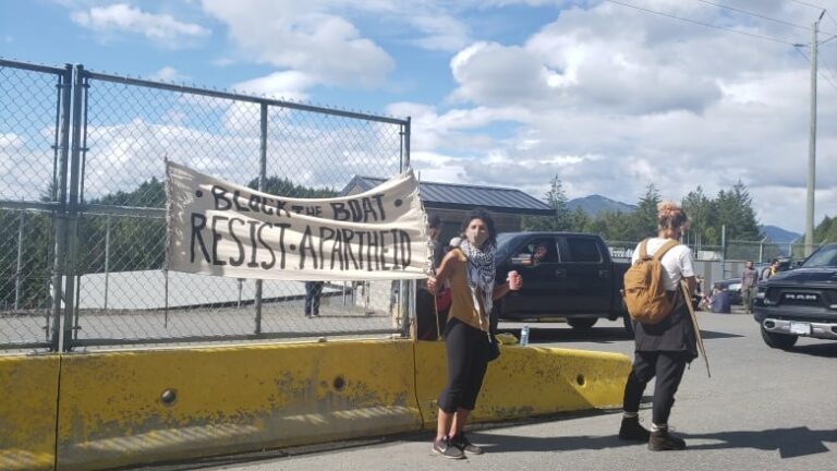 Protesters prevent Israeli container ship from docking in Prince Rupert