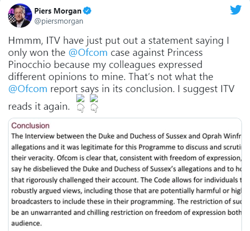 Piers Morgan slams ITV after the TV station said it won't take him back 