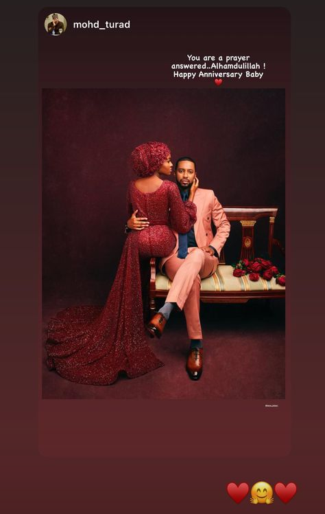 "You are a prayer answered" - Hanan Buhari and her husband, Mohammed Turad celebrate first wedding anniversary