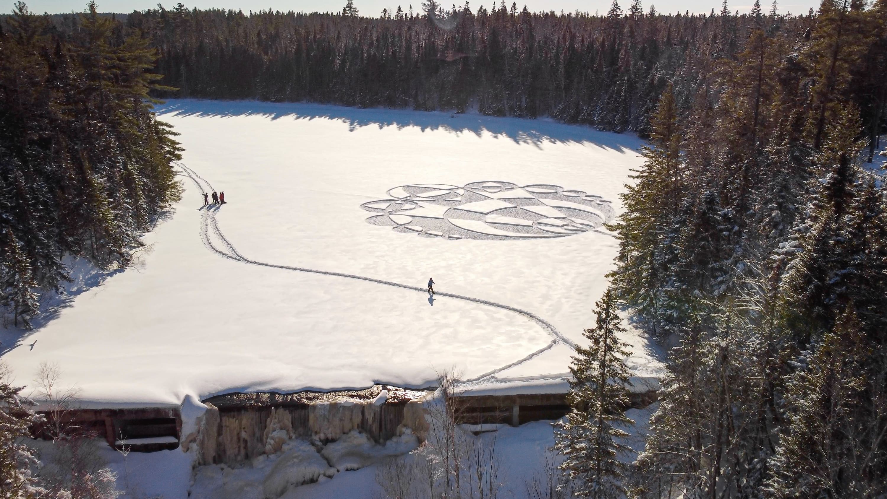 Alien crop circles? Nope, just some spectacular snow art in New Brunswick