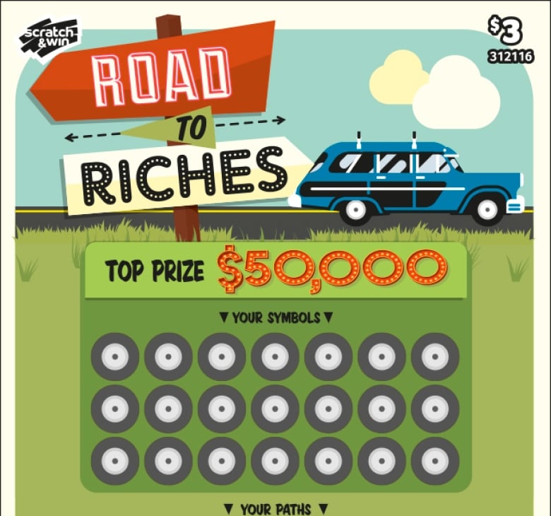 A B.C. Lottery Corporation '$3 Road to Riches' scratch ticket is shown on June. 7, 2022.