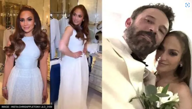 Jennifer Lopez wears wedding dress from old movie to marry Ben Affleck