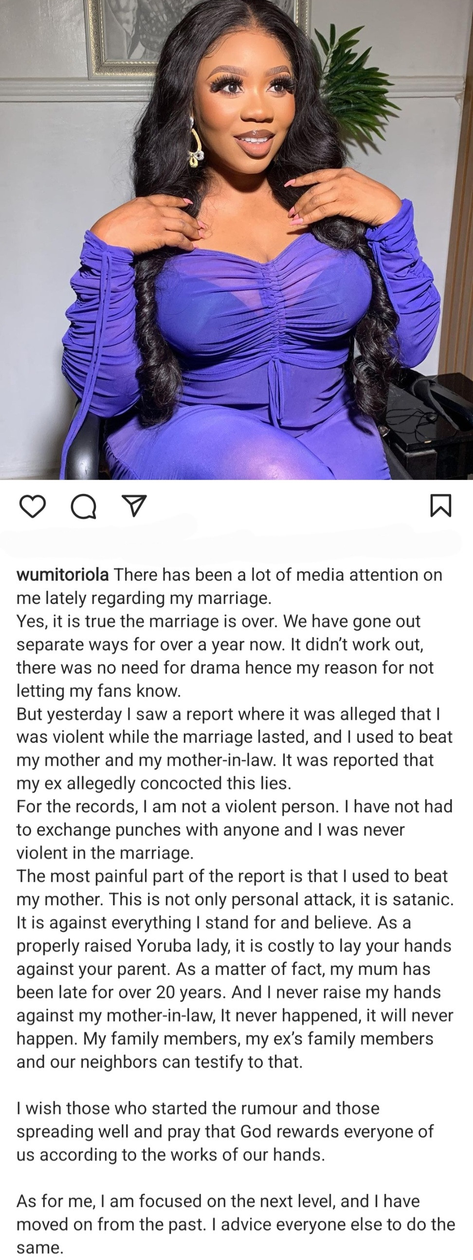 actress wumi toriola confirms her marriage is over 1
