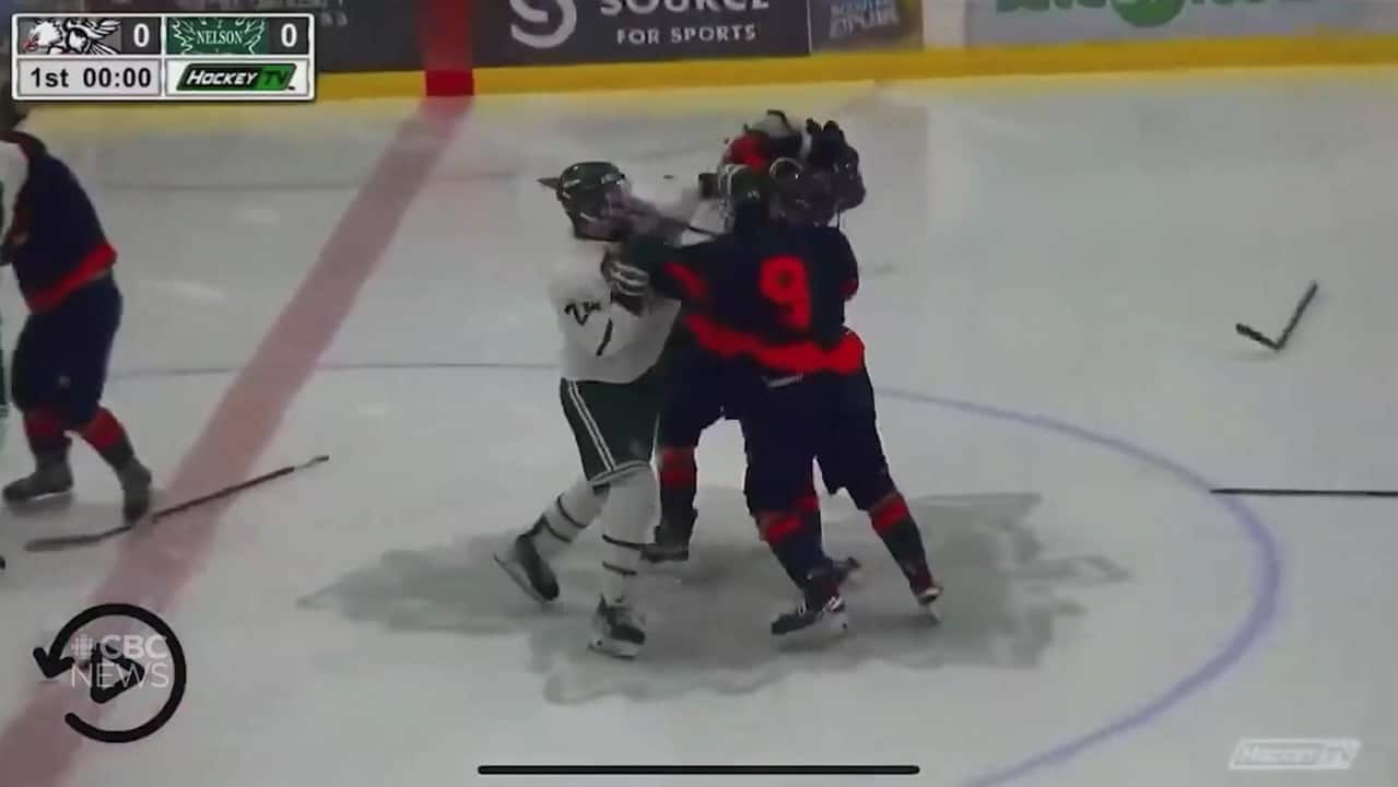 b c regional junior hockey league hands out 35 games worth of suspensions for on ice brawl