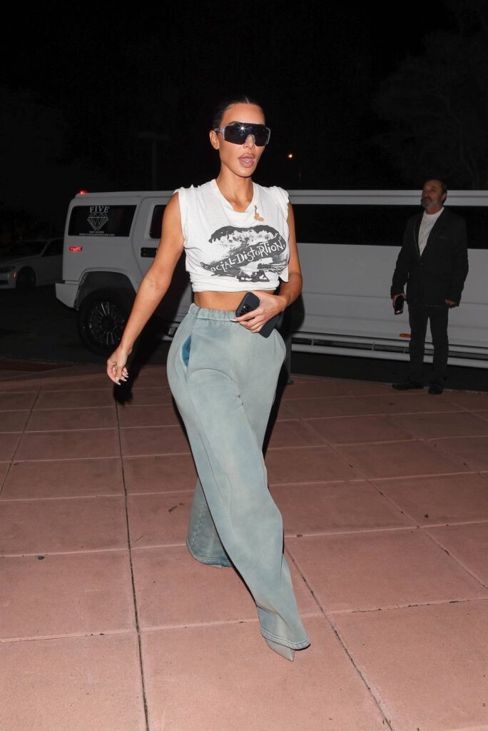 kim kardashian wears a social distortion crop top in los angeles 2