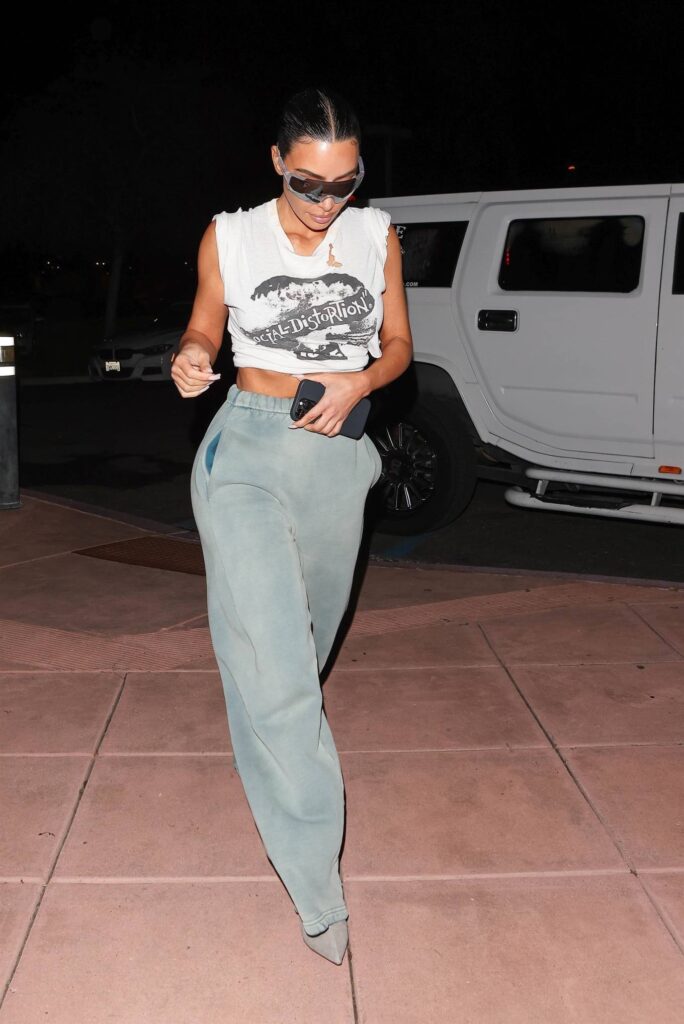 kim kardashian wears a social distortion crop top in los angeles 4