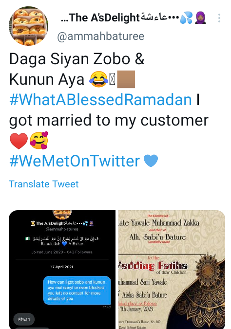 we met on twitter zobo seller announces she got married to her customer