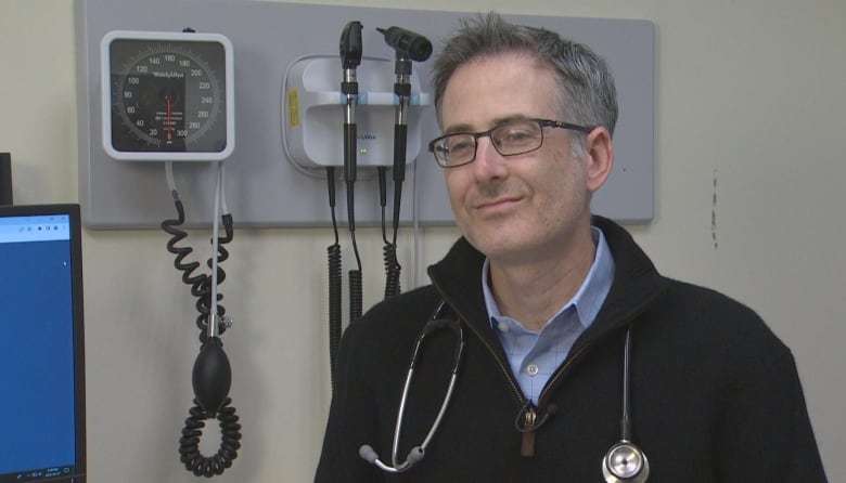 Photo of Doctor Allan Grill in a clinic room at Markham-Stouffville Hospital.