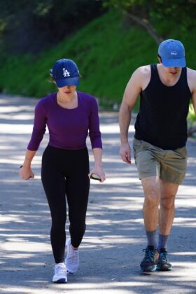 lucy hale on a hike with a friend in studio city 3