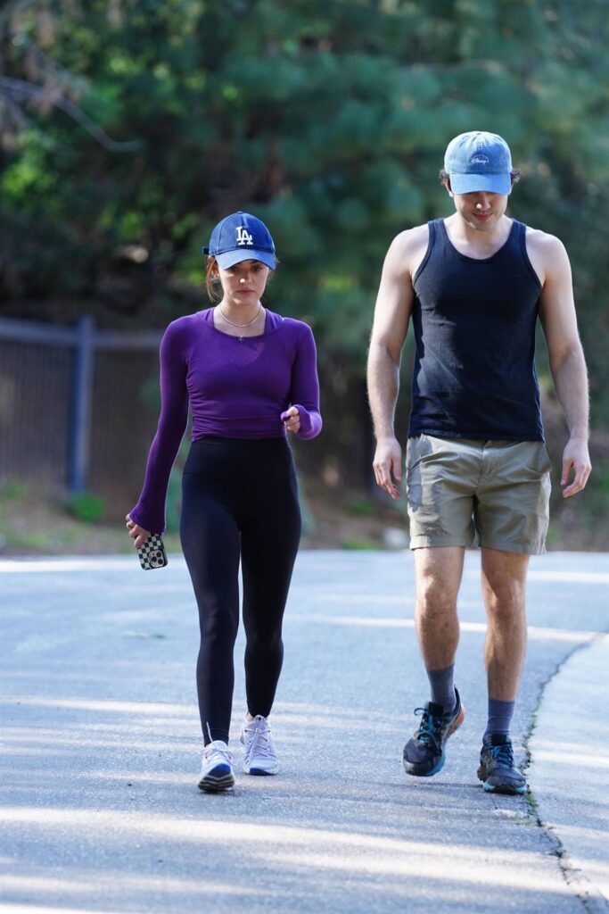 lucy hale on a hike with a friend in studio city 4
