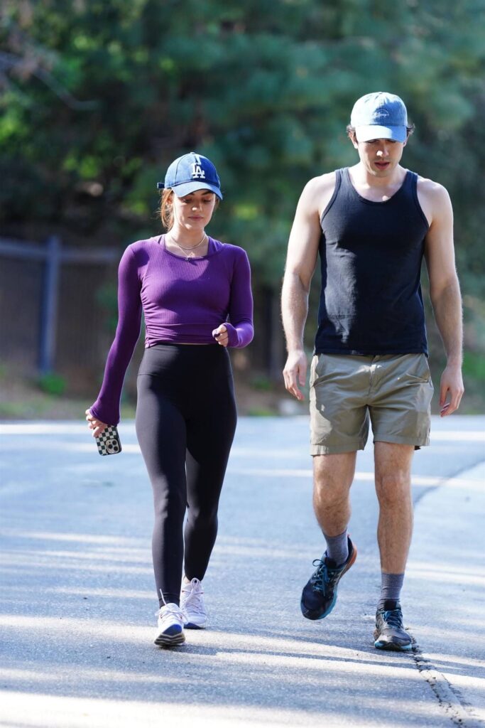 lucy hale on a hike with a friend in studio city